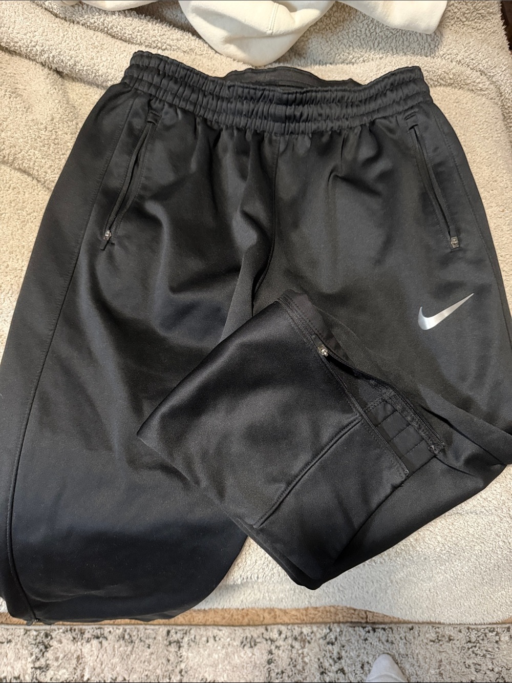 Nike Black Men's Dri-FIT Jogger Sweatpants with Silver Swoosh